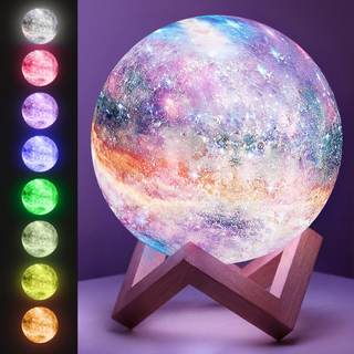 Mind-Glowing Galaxy Moon Lamp, 16 Colors, Touch/Remote Control (5.9 inch) | Dimmable Night Light for Kids, Aut