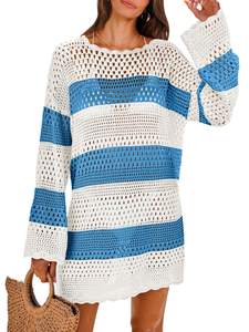 ANRABESS Women Swimsuit Crochet Swim Cover Up 2026 Summer Bathing Suit Swimwear Mesh Knit Beach Dress Vacation