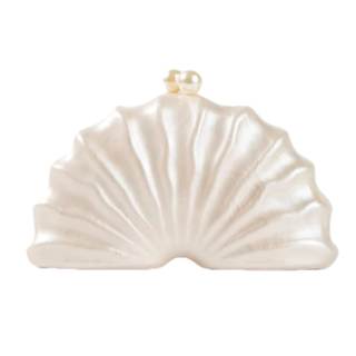 Women Acrylic Shell Shaped Clutch Luxury Marble Acrylic Evening Handbag Unique Chain Shoulder Bag Wedding Part