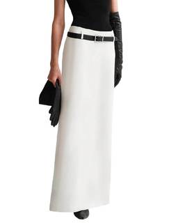 Women's Long Maxi Skirt, Elegant High Waist H Line Long Straight Split Maxi Skirts for Women, Casual Floor Pen