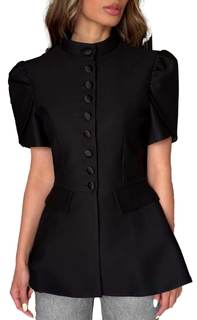Going Out Tops for Women Waist Cinched Button Elegant OL Style Shirt Short Sleeve Date Night Dressy Tops for W