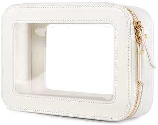 Clear Makeup Bag, Travel Toiletry Organizer with Zipper, Portable Leather Cosmetic Case with Handle, TSA Appro