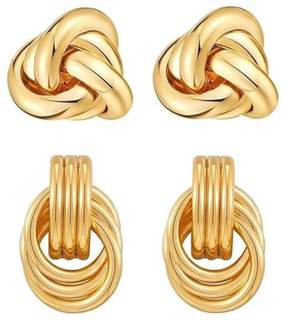 Chunky Gold Knot Earrings Geometric Drop Dangle Earrings Long Twisted Earrings Statement Earring Jewelry for W