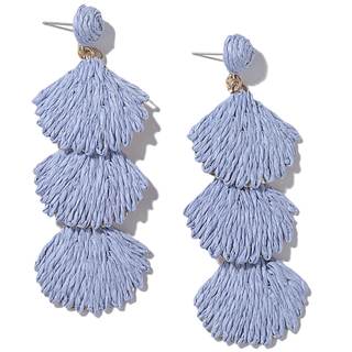 Raffia Starfish Seashell Dangle Drop Earrings Boho Summer Beach Jewelry | Fun Colorful Chunky Statement Long B