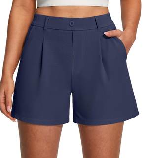 Ewedoos Dress Shorts for Women Stretchy Pull On Dressy Work Shorts with Pockets High Waisted Trouser Shorts Bu