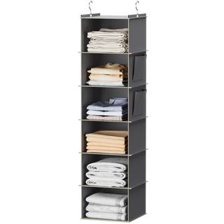 YOUDENOVA Hanging Closet Organizer and Storage, 6-Shelf, Grey | Dorm Room Essentials for Guys, Clothes Organiz