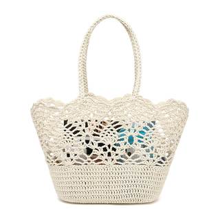 Bycobecy Large Woven Beach Tote Bag for Women Durable Summer Purse Cotton Sturdy Crochet Shoulder Handbag