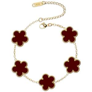 AICase 18K Gold Plated Clover Bracelet Dupes Bracelet Set for Women Flower Leaf Lucky Clover Bracelets Trendy 