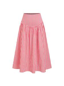 CIDER Gingham Midi Skirts for Women A Line High Waist Long Plaid Maxi Skirt | Trendy Summer Beach Vacation Out