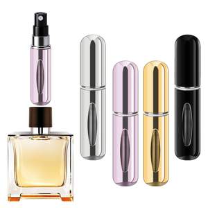 Refillable Perfume Portable Atomizer Bottle Refillable Perfume Spray, Travel Perfume (5ml, 4 Pack) (Silver, Pi