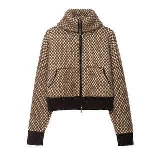 Chevara Women’s Fuzzy Checkered Cardigan Long Sleeve Zip Up High Neck Plaid Cardigans Crop Outfits