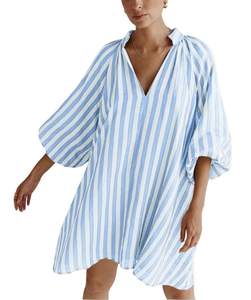 CHARTOU Women Summer Striped Beach Vacation Mini Dress 3/4 Sleeve Boho Chic Outfits Tunic Shift Dress