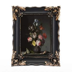 Saysmile 5x7 Vintage Picture Frame with Embossed Flower Design, Black Ornate Frame for 5x7 Pictures, Hand-Craf