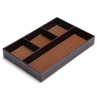 BTSKY 4 slots Desk Drawer Organizer, PU Leather Drawer Storage Organizer Divider for Office Desk Supplies Valu