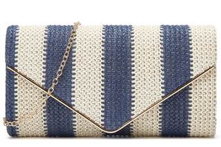 Straw Clutch Bag Women Summer Woven Handbag Striped Chain Crossbody Envelope Shoulder Boho Beach Evening Party