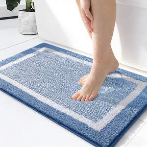 OLANLY Small Bathroom Rugs 24x16, Soft Absorbent Microfiber Bath Rugs, Blue | Non-Slip, Machine Washable, Quic
