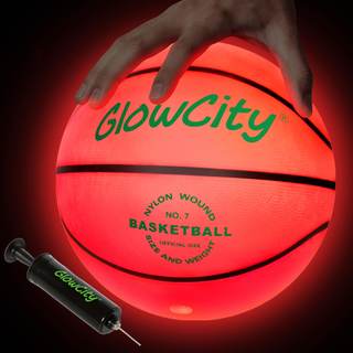 GlowCity Glow in The Dark Basketball - Size 5, 6, 7 Light Up Ball for Kids, Teens & Adults - Night Outdoor Gam