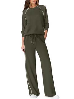 Sampeel Women 2 Piece Lounge Sets Sweatsuit Fall Outfits Matching Wide Leg pants Set Tracksuit Trendy Clothes 