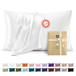 Bedsure Satin Pillowcases Queen Set of 2, Similar to Silk Pillow Case White | Reduces Hair Frizz & Skin Fricti