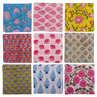 DIYANAIMPEX 10 Pc Cotton Cloth Napkins Hand Block Print Hand Made Size 16x16 Inch Printed Home Decor Indian Ec