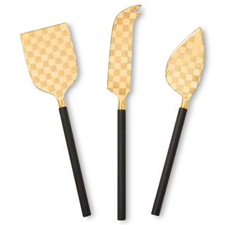 MACKENZIE-CHILDS 3-Piece Cheese Knife Set, Stainless-Steel Cheese Slicers, Charcuterie Accessories, Black