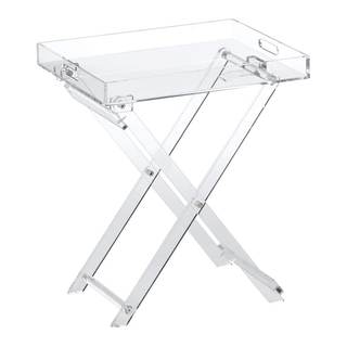 Designstyles Acrylic Folding Tray Table – Modern Chic Accent Desk - Kitchen and Bar Serving Table - Elegant Cl