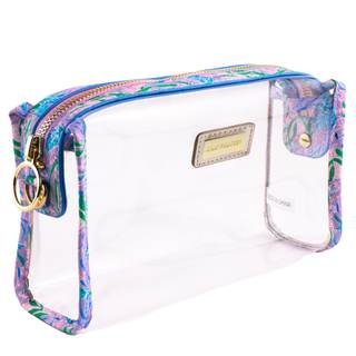 Lilly Pulitzer Clear Vinyl Pouch, Secret Escape | Cute, Translucent, Water Resistant, Zipper Bag Pencil Case f