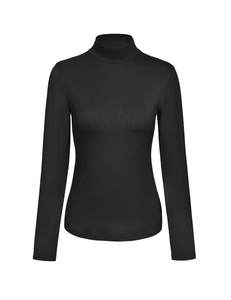 Kindcall Womens Slim Fitted Mock Turtleneck Tops Long Sleeve Lightweight Base Layer Shirts Medium Black 1