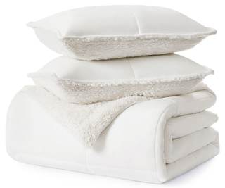 UGG King/California King Size Comforter Set, White | 2 Pillow Shams, Warm Thick Bedding, Fluffy Reversible Dow