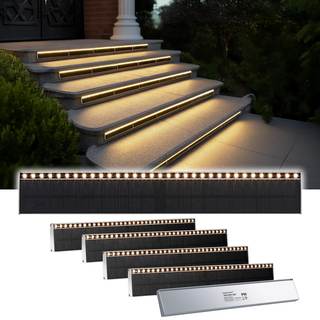 SHONELIGHTING Solar Step Lights Outside, 33 Focused LEDs, Stair Light, 6PK | Downward Lighting, High Brightnes