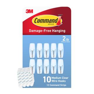 Command Medium Clear Wire Hooks, 10 Hooks, 12 Strips | Damage-Free Hanging Wall Hangers for Hanging Home Decor