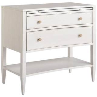 Starlight Canyon Home White Nightstand with Two Drawers and Laminated Pull-Out Shelf, Ideal Bed Side Tables Be