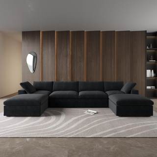 WJShome Cloud Modular Sectional Sofa with 2 Storage Ottomans,160.6" Down Filled U Shaped Sofa Couch for Living
