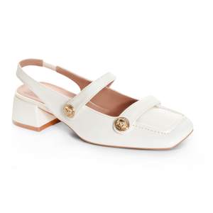 Slingback Mary Jane Heels for Women Low Block Heel Closed Square Toe Pump Shoes Heels Classic Daily Office Dre