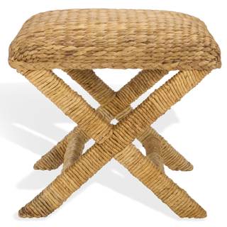 SAFAVIEH Couture Collection - Caprianna Natural Woven Water Hyacinth Stool, Rustic Coastal Accent Seat, Fully 