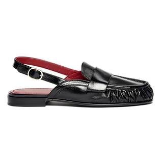 Slingback Loafer Sandals for Women Round Toe Buckle Flat Low Heel Mules | Adjustable Ankle Strap Leather Casua