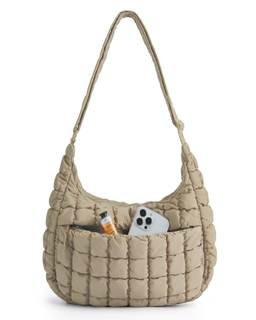 BAGSMART Quilted Crossbody Bags for Women, Travel Purses Hobo Shoulder Bag | Fits 12.9" iPad, Long Adjustable 