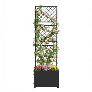 aboxoo 52" Metal Planter Box with Privacy Screen Trellis Raised Bed | Outdoor raised garden bed; Standing flow
