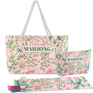 Empty Mahjong Bags Set for Tiles and Racks 24x13 Inch American Mah jong Carrying Bag Tote Tiles Bag Drawstring