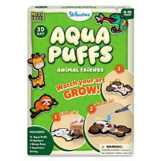 Skillmatics Aqua Puffs Animals, Art & Craft, Paint by Number, Gift for Kids | DIY Puffy Keychains, Screen-Free