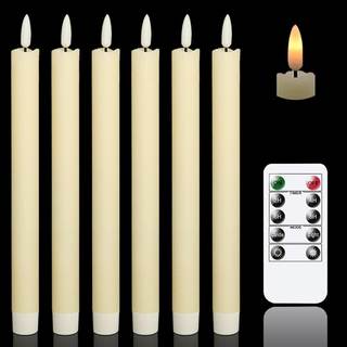 GenSwin Flameless Taper Candles LED Battery Operated Remote Timer Ivory | LED Candlesticks, Real Wax, Christma