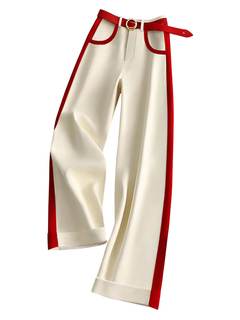 GORGLITTER Women's Pinstripe Dress Pants High Waisted Wide Leg Work Busines Casual Old Money Trousers Medium R