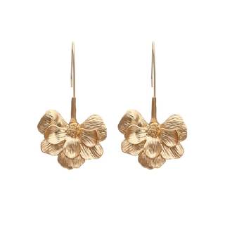 Gold Flower Dangle Earrings for Women, Women’s Cute Hawaiian Flower Petal Bohemian Drop Earrings Jewelry