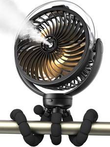 Misting Stroller Fan, 6000mAh Battery Operated Portable Fan with Light & 360° Pivoting, Personal Fans with Fle