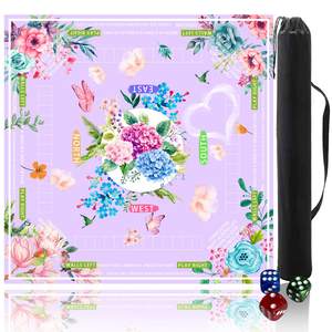 Mahjong mat for Table/31.5lnch/American Mahjong Table Cloth with Rules mats with Drawstring Bag,Noise Reductio