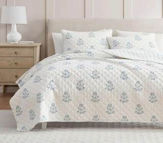 Martha Stewart - Queen Quilt Set, 100% Cotton Reversible Bedding Set, Incredibly Soft Feel for Year Round Comf