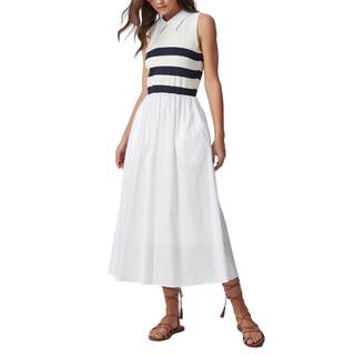 D-Sun Women's 2026 Spring Summer Sweater Midi Dresses Sleeveless Stripe Casual Knit A Line Long Dresses Beige 