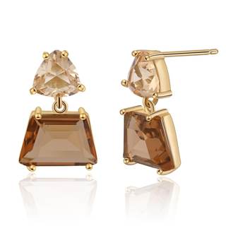 Hypoallergenic Brown Crystal Dangle Earrings for Women | Fashionable Amber Drops Ideal for Sensitive Ears Brow