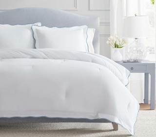 Martha Stewart - Queen Duvet Cover Set, Crisp & Smooth Bedding with a Cotton Percale Lightweight Feel, Reversi