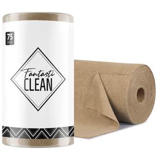 Fantasticlean Microfiber Cleaning Cloth Roll- 75 Sheets, 12" x 12" (TAN) | Super Absorbent, Lint-free, Tear-aw